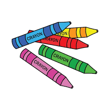Blue, yellow, red, green and pink crayons